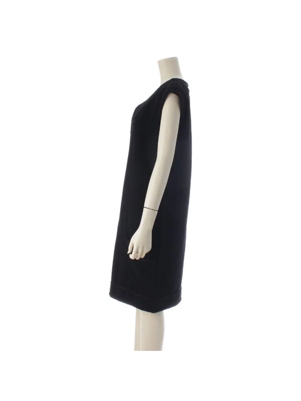 Chanel 08c Wool Tweed Sleeveless Dress Black 40